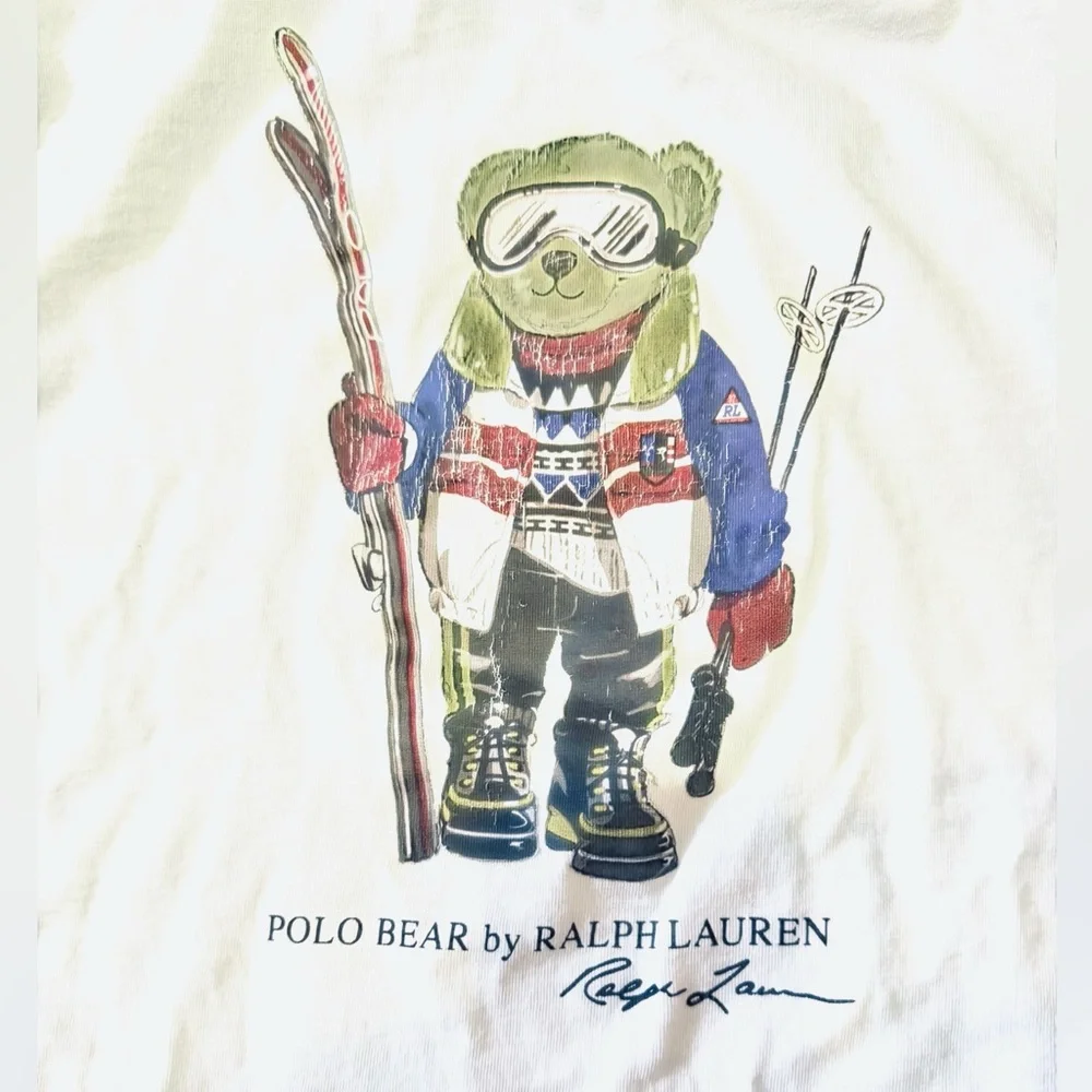 💙Ralph Lauren White Polo Bear Ski T-Shirt